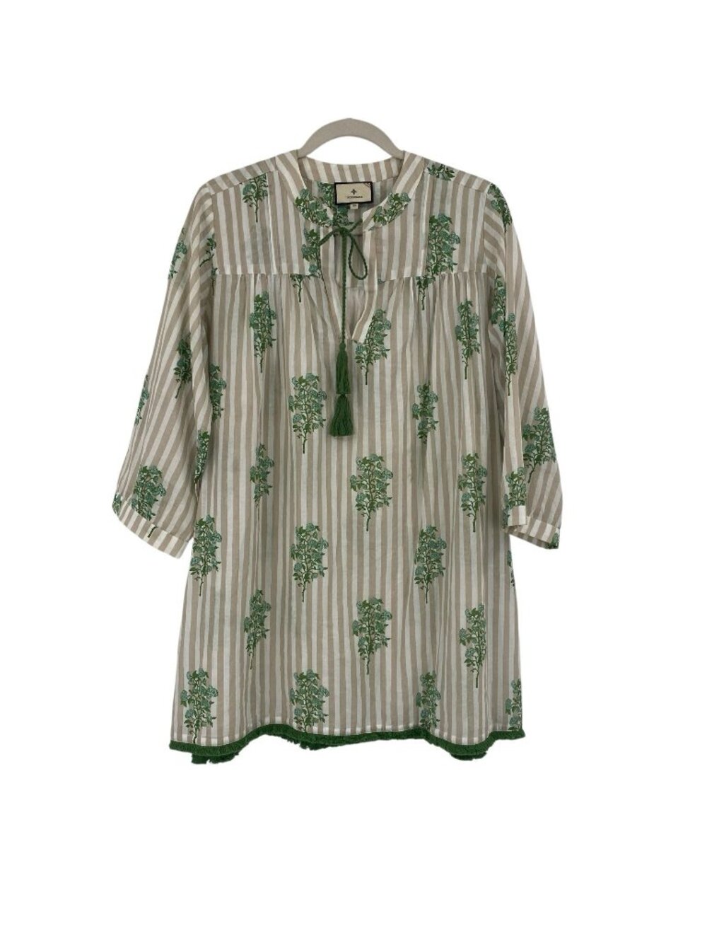 Tuckernuck Green Floral Stripe Tunic